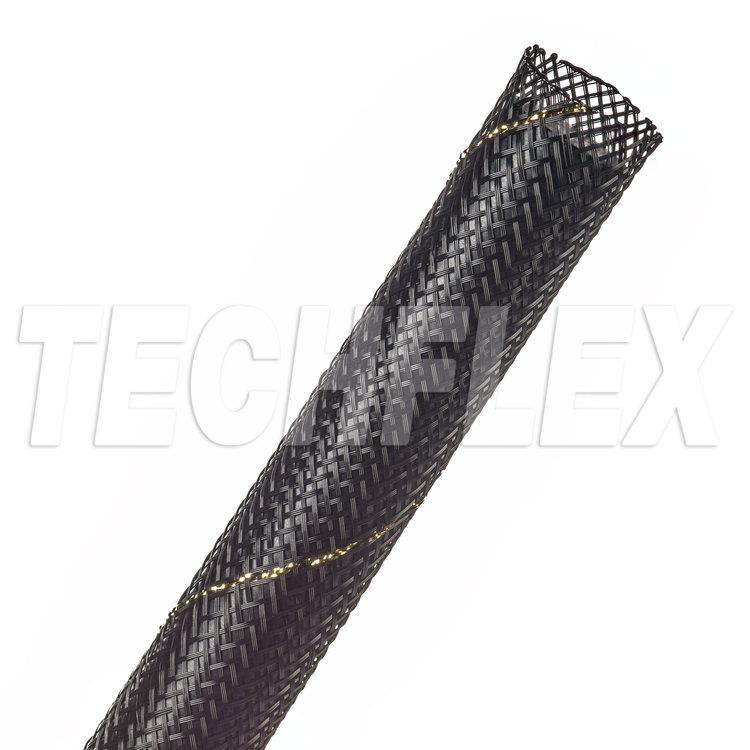 Flexo® PET - 5/8" - Uptown Gold (Black w/ Gold Mylar Tracer)