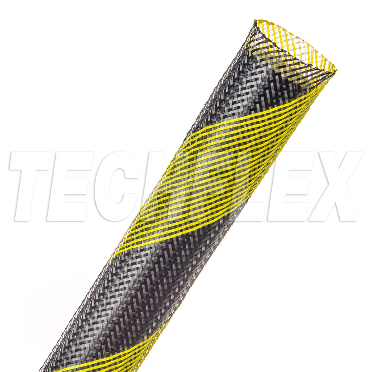 Flexo® PET - 3/4" - Safety Stripe (Black/UV Yellow)